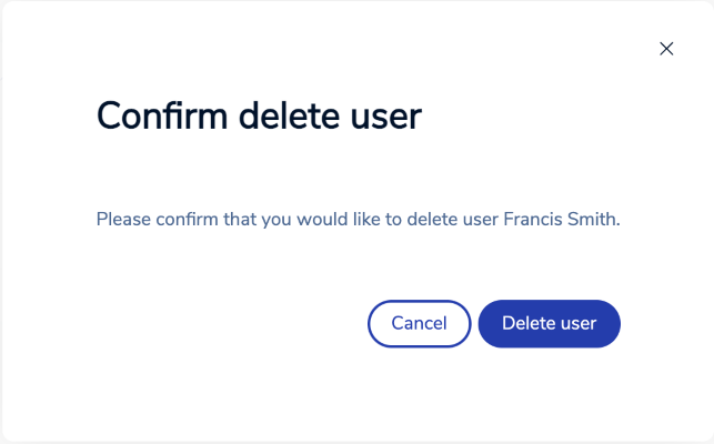 Confirm that you want to remove a user from your team