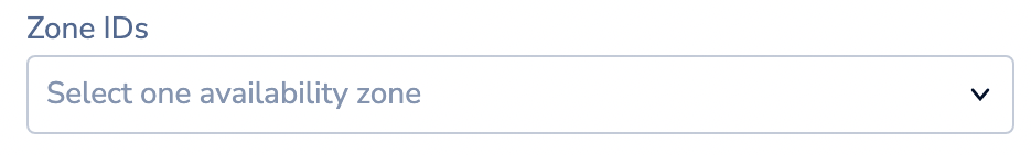 For hosted AWS clusters, select availability zone IDs from the Zone IDs list.