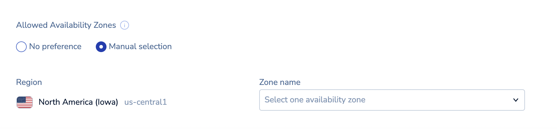 Select one availability zone when Multi-AZ is turned off.